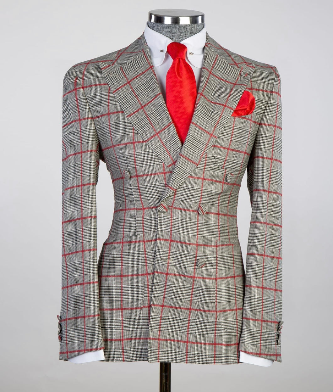 John- Gray and Red Plaid